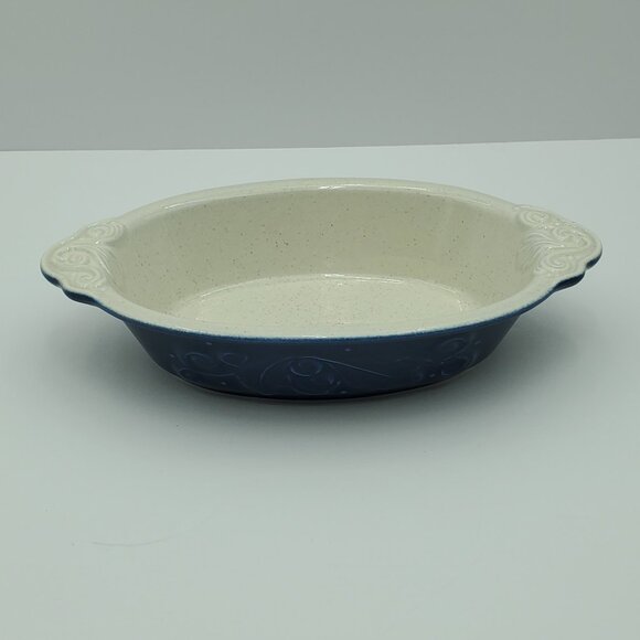Pfaltzgraff Weir In Your Kitchen Chicory Blue Oval Baker Handled Casserole Dish - Picture 2 of 6